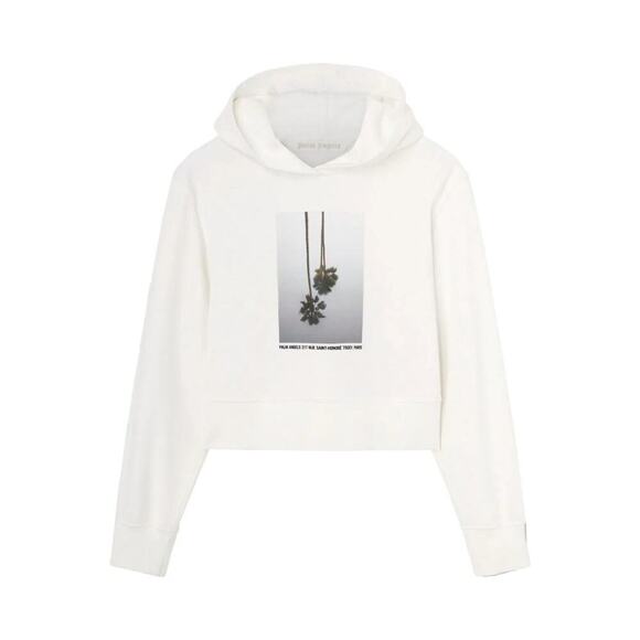 Palm Angels Tops - Palm Angels NWT Mirage Fitted Hoody in Off White Light Grey